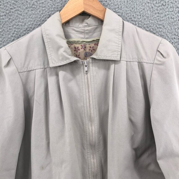 London Fog Coat Womens 12 Ivory Weathergear Zip Up Insulated Outerwear Pleated* - Picture 2 of 15